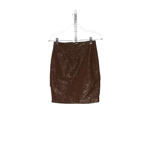 GUESS Women's Brown Faux Leather Wrap Skirt - Picture 2 of 4